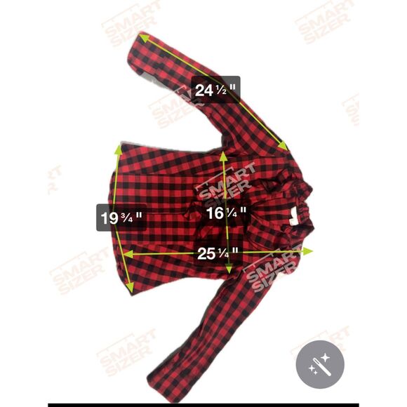 Fun Harve' Bernard  ruffled red black buffalo check blouse  size M - Picture 6 of 10